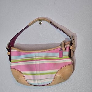 Striped Pink and Green Women's Bag